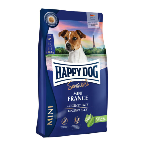 Akcie, Krmivo - granule pre psov, Pre citlivých psov - sensitiv, Psy - Happy Dog Mini France 4 kg