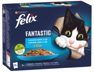 FELIX Fantastic 12x85g losos/platesa/tuniak/treska v želé