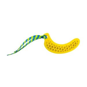 HIP HOP DOG HHD Dentálna hracka pre šteniaka - banán prírodná guma s látkovým strapcom 12 cm