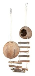 Trixie 2 coconut houses with suspension bridge