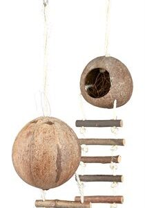 Trixie 2 coconut houses with suspension bridge