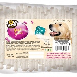 Zuvacie kosti BIELA.tyc z byvolej kože 12.5cm 8-7mm