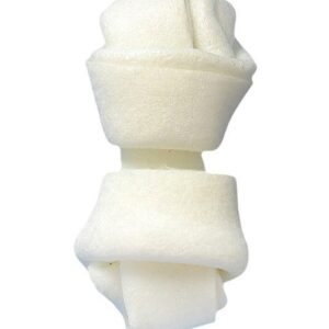 Zuvacie kosti BIELY.Uzol z byvolej kože 7cm