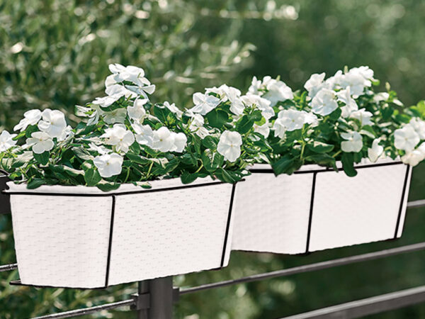 Závesný kvetináč na balkón STEFANPLAST NATURAL 50 biela – Obrázok 3