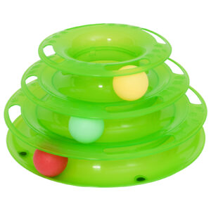 PawHut Katzen Spielturm  Spielzeug Kugelbahn Kreisel mit 3 Bällen