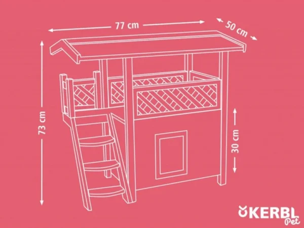Búda pre mačky s terasou KERBL 82790 LODGE, 77x50x73cm – Obrázok 3