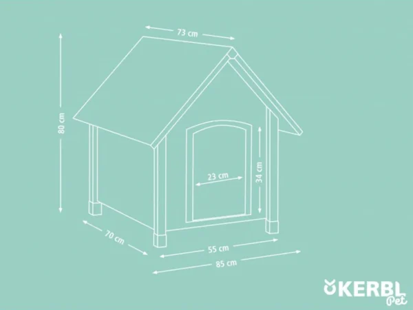 Búda pre psa drevená KERBL 82394, 85x73x80 cm – Obrázok 3