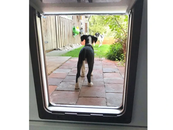 Dvierka pre psov a mačky KERBL 80883 DOG MATE - 215B, 2-cestné, hnedé – Obrázok 3