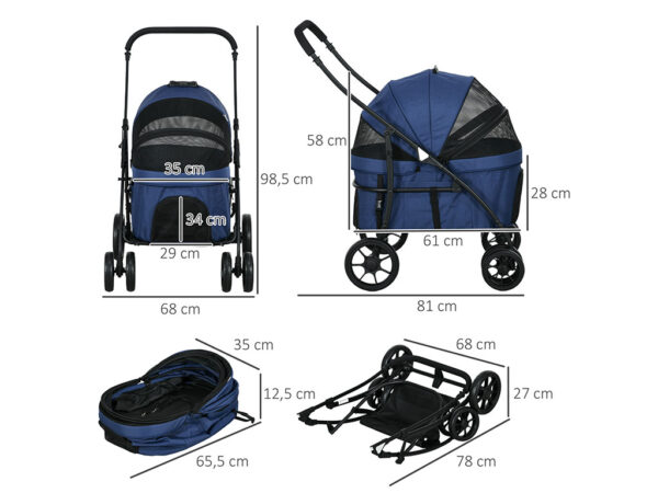 Kočík pre psov 2v1 PAWHUT D00-190V01DB, tmavo modrý – Obrázok 4