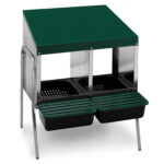 Znáškové hniezdo pre sliepky so zberným košíkom na vajcia GAUN 10132 dvojmiestne na nožičkách