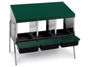 Znáškové hniezdo pre sliepky so zberným košíkom na vajcia GAUN 10142 trojmiestne na nožičkách