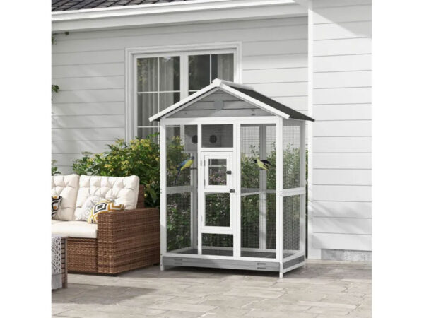 Voliéra pre vtáky PAWHUT D10-070V03GY, 112x68x154 cm – Obrázok 3