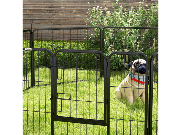 Ohrádka pre šteňatá a ďalšie zvieratá PAWHUT D06-107V02BK, 8 panelov, 80x60 cm – Obrázok 4