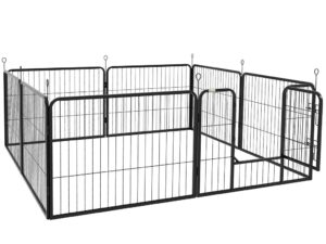 Ohrádky a klietky, Ohrádky pre psov, Psy - Ohrádka pre šteňatá a ďalšie zvieratá PAWHUT D06-107V02BK, 8 panelov, 80x60 cm