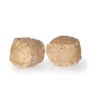 Pochúťky, maškrty a dentálne tyčinky pre psov, Psy, Žuvacie kosti z byvolej kože - Lopta baseball žuvacia, 5 cm - 25 ks
