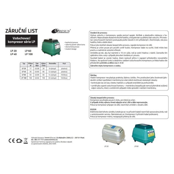 Vzduchovací kompresor LP-60 – Obrázok 2