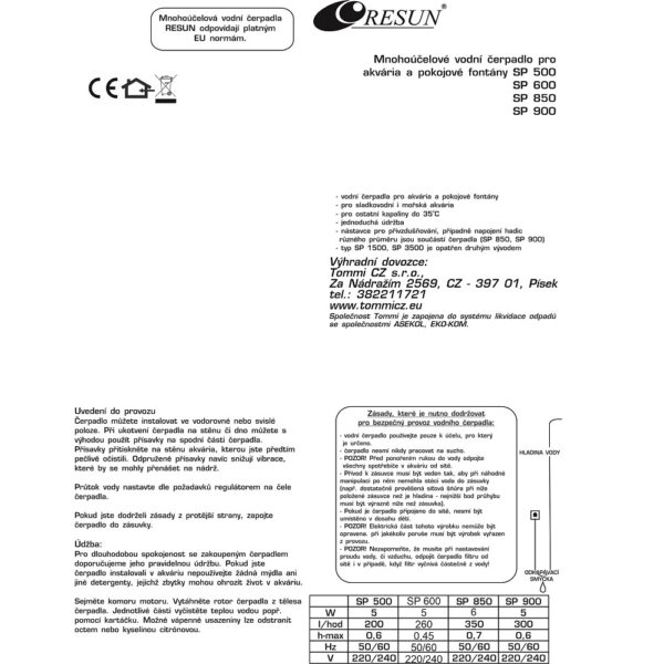Čerpadlo SP 500 – Obrázok 2