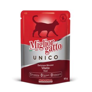 Krmivo - konzervy a vlhká strava pre mačky, Mačacie kapsičky, Mačky - Miglior Gatto Unico vrecko teľacie 85g - mačka