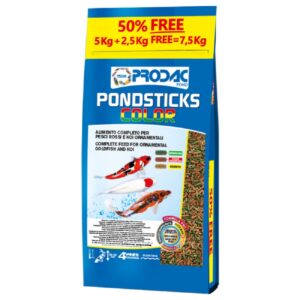 Akvaristika, Jazierko a príslušenstvo, Krmivá, Peletové - Prodac Pondsticks Color 5kg + 50% free