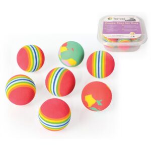 Hračky pre mačky, Loptičky a iné, Mačky - BOX Loptička dúhová machová guma 4cm, 7ks