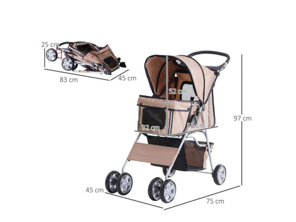 Kočík pre psov PAWHUT D00-058CF, kávovo hnedý – Obrázok 3