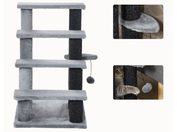Schodíky pre psy a mačky PAWHUT D06-092V01, šedé, 60x40x64 cm – Obrázok 4
