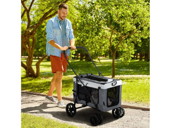 Vozík pre psov 2v1 PAWHUT D00-192V00GY, šedý – Obrázok 4