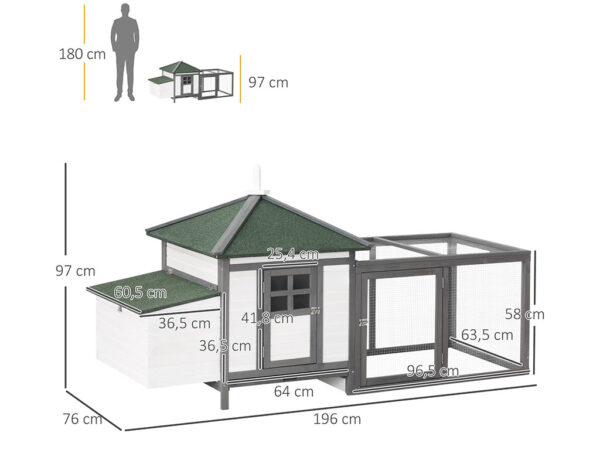 Kurín pre sliepky PAWHUT D51-092GY – Obrázok 3