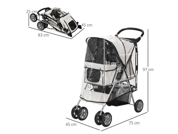 Kočík pre psov PAWHUT D00-058V01GY, šedý – Obrázok 3