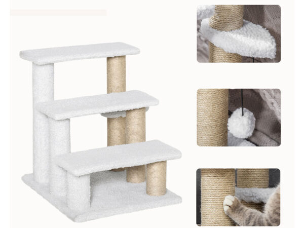 Schodíky pre psy a mačky PAWHUT D06-093V01, biele, 45x40x48 cm – Obrázok 4