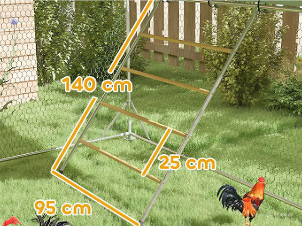 Výbeh pre hydinu s bidlom PAWHUT D51-436V03SR, 3x8x1,95m – Obrázok 4