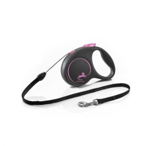 Psy, Samonavíjacie so šnúrkou, Vodítka pre psov - flexi Black Design S lanko 5m/12kg růžová