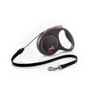 Psy, Samonavíjacie so šnúrkou, Vodítka pre psov - flexi Black Design M lanko 5m/20kg růžová